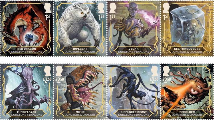 La Royal Mail ha rivelato i francobolli per celebrare i 50 di Dungeons & Dragons